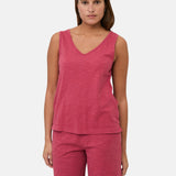 Yerse – 44013-79 – Top flamé frambuesa con escote de pico 100% algodón orgánico - Mujer