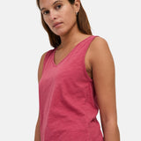 Yerse – 44013-79 – Top flamé frambuesa con escote de pico 100% algodón orgánico - Mujer