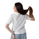 Yerse – 44016-1 – Camiseta blanca bimateria de manga corta 100% algodón orgánico - Mujer