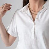 Yerse – 44016-1 – Camiseta blanca bimateria de manga corta 100% algodón orgánico - Mujer