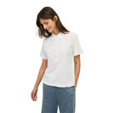 Yerse – 44016-1 – Camiseta blanca bimateria de manga corta 100% algodón orgánico - Mujer