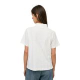 Yerse – 44016-1 – Camiseta blanca bimateria de manga corta 100% algodón orgánico - Mujer