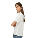 Yerse – 44016-1 – Camiseta blanca bimateria de manga corta 100% algodón orgánico - Mujer