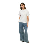 Yerse – 44016-1 – Camiseta blanca bimateria de manga corta 100% algodón orgánico - Mujer