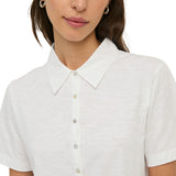 Yerse – 44016-1 – Camiseta blanca bimateria de manga corta 100% algodón orgánico - Mujer