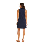 Yerse – 44019-55 – Vestido corto sin mangas azul marino 100% algodón orgánico - Mujer