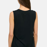 Yerse - 44043-37 – Top fluido negro de modal sin mangas con aberturas laterales en los bajos - Mujer