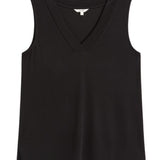 Yerse - 44043-37 – Top fluido negro de modal sin mangas con aberturas laterales en los bajos - Mujer