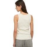 Yerse - 44045-2 – Top color crudo de canalé con cuello redondo 100% algodón orgánico - Mujer