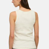 Yerse - 44045-2 – Top color crudo de canalé con cuello redondo 100% algodón orgánico - Mujer