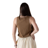 Yerse – 44047-224 – Top caqui sin mangas 100% algodón - Mujer