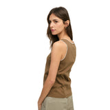 Yerse – 44047-224 – Top caqui sin mangas 100% algodón - Mujer