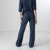 Yerse - 44111-55 – Pantalones azules wide leg fluidos de tiro alto con cintura elástica - Mujer