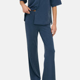 Yerse - 44111-55 – Pantalones azules wide leg fluidos de tiro alto con cintura elástica - Mujer