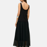 Yerse – 44125-37 – Vestido largo negro de tirantes con forro - Mujer