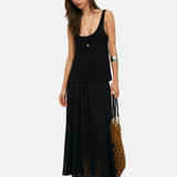 Yerse – 44125-37 – Vestido largo negro de tirantes con forro - Mujer