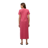 Yerse - 44214-79 – Vestido largo 100% algodón color frambuesa de manga corta con bolsillos - Mujer