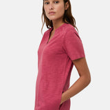 Yerse - 44214-79 – Vestido largo 100% algodón color frambuesa de manga corta con bolsillos - Mujer