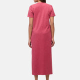 Yerse - 44214-79 – Vestido largo 100% algodón color frambuesa de manga corta con bolsillos - Mujer