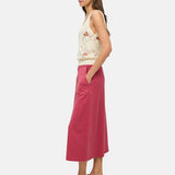 Yerse – 44217-79 – Falda midi de algodón color fresa con bolsillos - Mujer