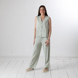 Yerse - 44220-19 – Chaleco verde pastel con bolsillos decorativos 100% algodón orgánico - Mujer