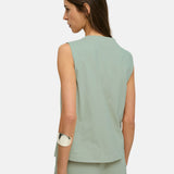 Yerse - 44220-19 – Chaleco verde pastel con bolsillos decorativos 100% algodón orgánico - Mujer