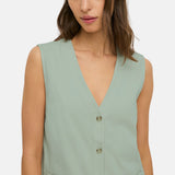 Yerse - 44220-19 – Chaleco verde pastel con bolsillos decorativos 100% algodón orgánico - Mujer