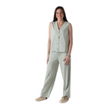 Yerse - 44222-19 – Pantalones verde aguamarina anchos con bolsillos 100% algodón orgánico - Mujer