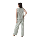 Yerse - 44222-19 – Pantalones verde aguamarina anchos con bolsillos 100% algodón orgánico - Mujer