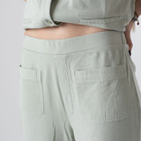 Yerse - 44222-19 – Pantalones verde aguamarina anchos con bolsillos 100% algodón orgánico - Mujer