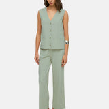 Yerse - 44222-19 – Pantalones verde aguamarina anchos con bolsillos 100% algodón orgánico - Mujer