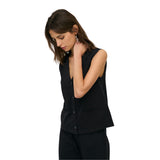 Yerse - 44220-37 – Chaleco negro con bolsillos decorativos 100% algodón orgánico - Mujer