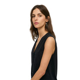 Yerse - 44220-37 – Chaleco negro con bolsillos decorativos 100% algodón orgánico - Mujer