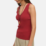 Yerse – 44511-79 – Top de tirantes de canalé color frambuesa con escote en V - Mujer