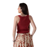 Yerse – 44511-79 – Top de tirantes de canalé color frambuesa con escote en V - Mujer