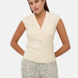 Yerse – 44512-2 – Top de canalé sin mangas de color crudo - Mujer