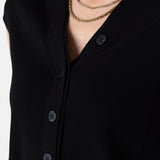 Yerse – 44512-37 – Top negro de canalé sin mangas - Mujer