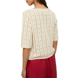 Yerse – 44546-2 – Cárdigan calado con manga francesa 100% algodón orgánico de color crudo - Mujer