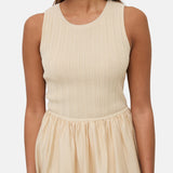 Yerse – 44565-2 – Vestido crudo largo bimateria de tirantes y forro - Mujer