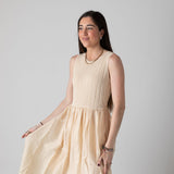 Yerse – 44565-2 – Vestido crudo largo bimateria de tirantes y forro - Mujer