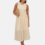 Yerse – 44565-2 – Vestido crudo largo bimateria de tirantes y forro - Mujer