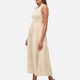 Yerse – 44565-2 – Vestido crudo largo bimateria de tirantes y forro - Mujer