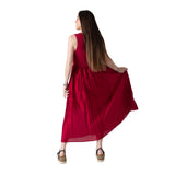 Yerse – 44565-79 – Vestido largo bimateria de tirantes color frambuesa - Mujer