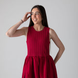 Yerse – 44565-79 – Vestido largo bimateria de tirantes color frambuesa - Mujer