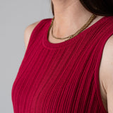 Yerse – 44565-79 – Vestido largo bimateria de tirantes color frambuesa - Mujer