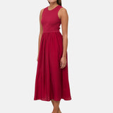 Yerse – 44565-79 – Vestido largo bimateria de tirantes color frambuesa - Mujer