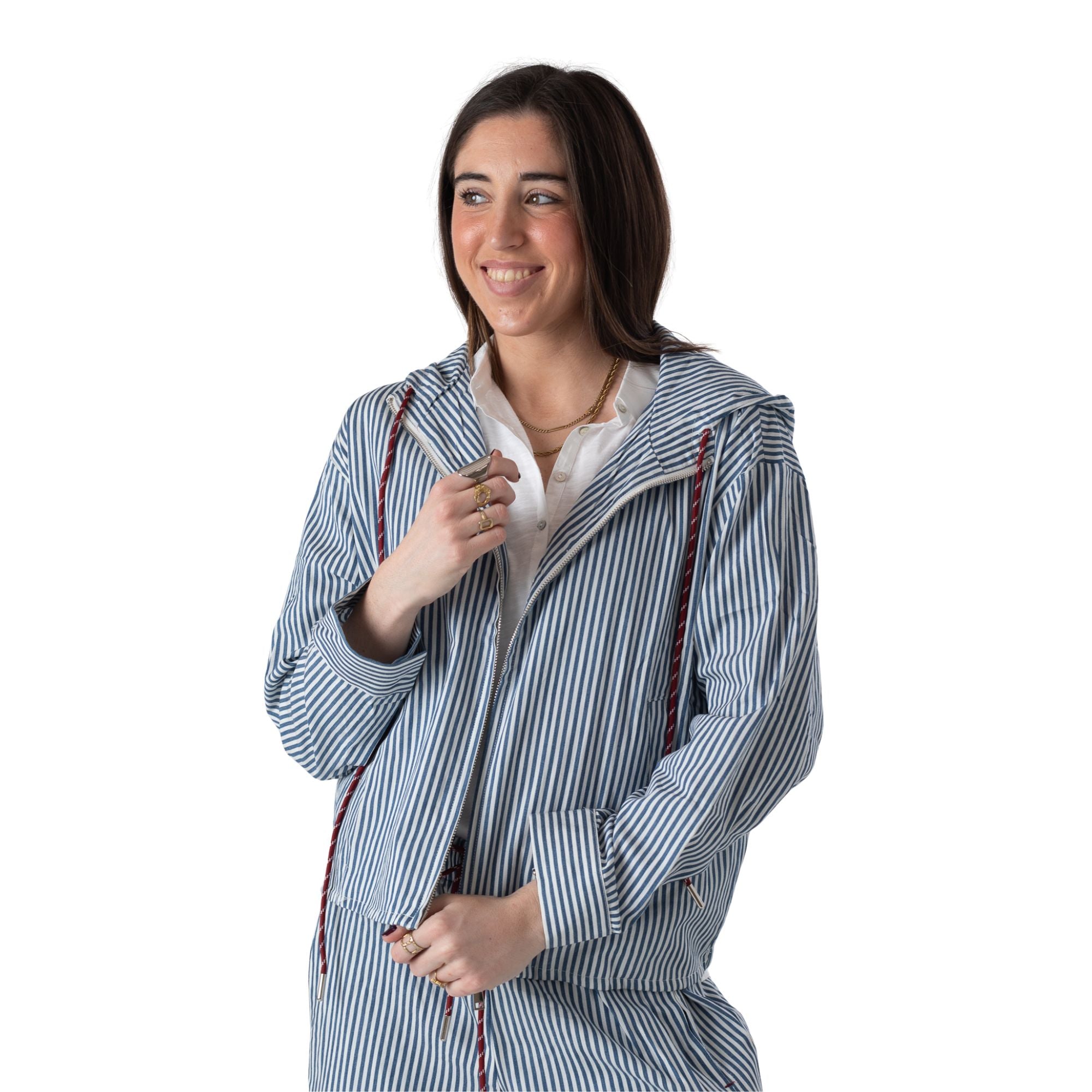 Sudadera Yerse de rayas azul marino para mujer – 100% algodón Konestilochic