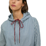 Yerse – 44813-256 – Sudadera azul de rayas con capucha y bolsillos 100% algodón - Mujer
