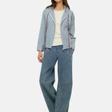 Yerse – 44813-256 – Sudadera azul de rayas con capucha y bolsillos 100% algodón - Mujer