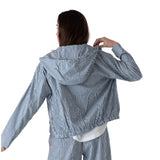 Yerse – 44813-256 – Sudadera azul de rayas con capucha y bolsillos 100% algodón - Mujer